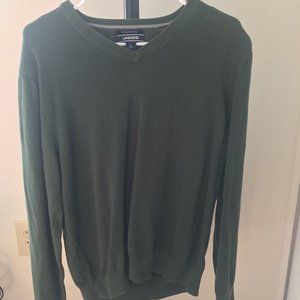 Land’s End V-Neck Green Supina Cotton Sweater Size Large